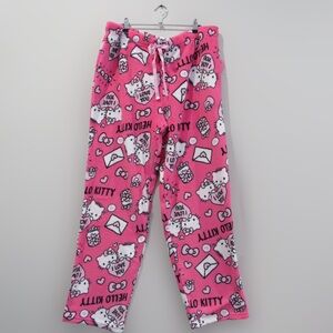 NWT Hello Kitty Dear Daniel Pink Heart Plush Pajamas PJ Pants Sleepwear XL